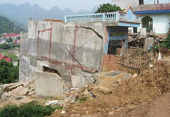 Damage to residences from landslides in Son La, the capital of Son La Province in Vietnam