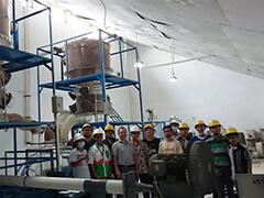 A cold model equipment of a pilot circulating fluidized beds gasifier (with BPPT members)