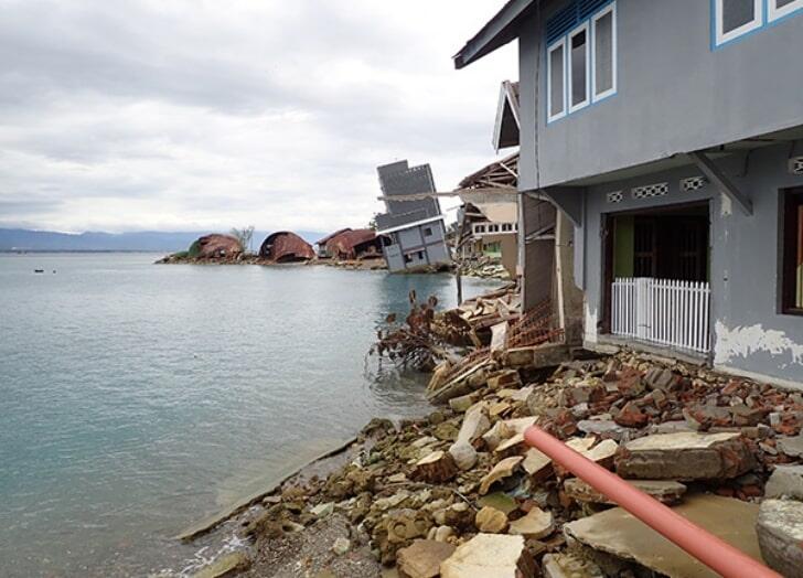 Damage from the Sulawesi earthquake and tsunami in 2018