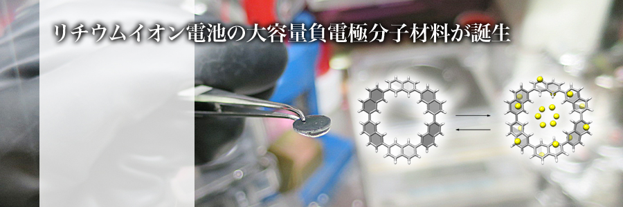 リチウムイオン電池の大容量負電極分子材料が誕生