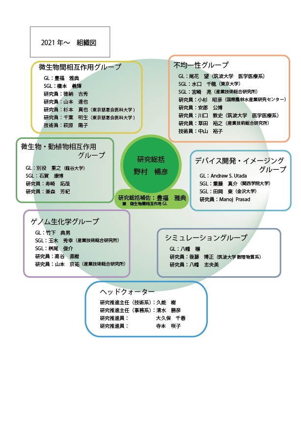 ERATO野村集団微生物制御プロジェクト組織図