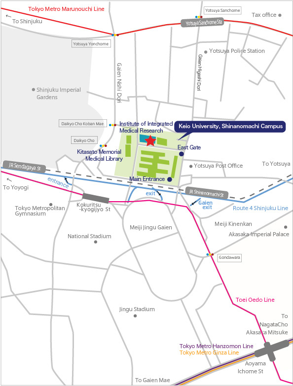 慶応義塾大学信濃町キャンパスの最寄り駅地図