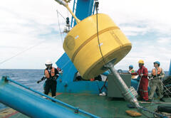 TRITON buoy on board an Indonesian research vessel. Similar training and cutting-edge observations are underway for land-based radar as well, greatly improving the accuracy of observations on both land and sea.