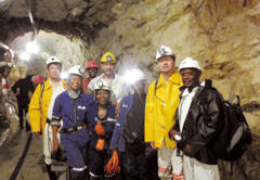 Researchers, mining rock engineers, geologists and surveyors. Several times the number of people shown here collaborated to establish the dense monitoring network.