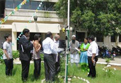 A weather sensor developed in Japan installed at IITH in Hyderabad, linking with the India Meteorological Department (IMD). Similar sensors will be installed in surrounding regions, acquiring data from the sensors via the Internet.