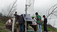 Installing GPS observation system on Mount Merapi