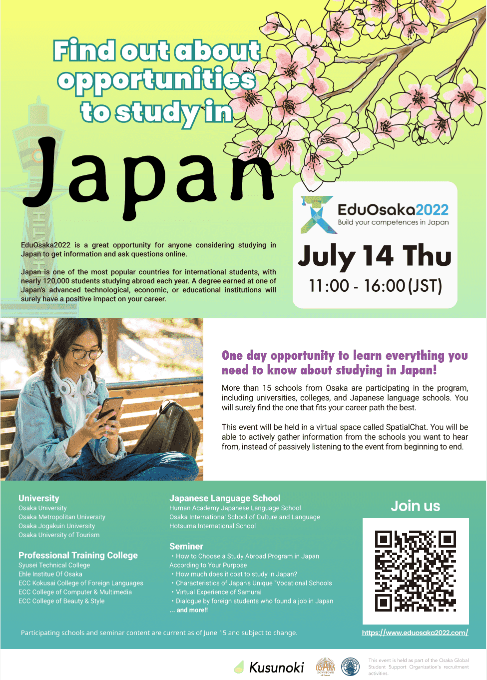 Find out about opportunities to study in Japan