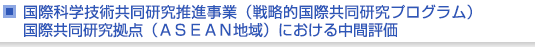 戦略的国際科学技術協力推進事業　国際共同研究拠点（ＡＳＥＡＮ地域）における中間評価