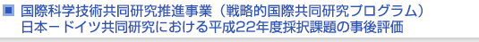 SICORP（戦略的国際科学技術協力推進事業）　日本－ドイツ共同研究における平成22年度採択課題の事後評価