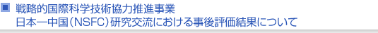 日本—中国（ＮＳＦＣ）研究交流における事後評価結果について