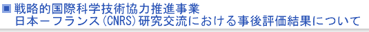 戦略的国際科学技術協力推進事業　日本−フランス(CNRS)研究交流における事後評価結果について
