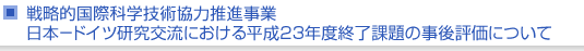 戦略的国際科学技術協力推進事業　日本−ドイツ研究交流における平成23年度終了課題の事後評価について