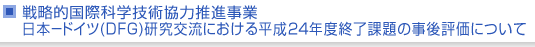 戦略的国際科学技術協力推進事業　日本−ドイツ(DFG)研究交流における平成24年度終了課題の事後評価について