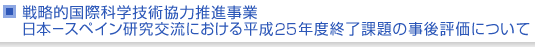 戦略的国際科学技術協力推進事業　日本−スペイン研究交流における平成25年度終了課題の事後評価について