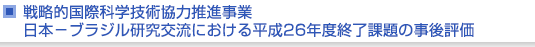戦略的国際科学技術協力推進事業　日本−ブラジル研究交流における平成26年度終了課題の事後評価