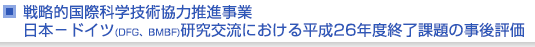 戦略的国際科学技術協力推進事業　日本−ドイツ(DFG、BMBF)研究交流における平成26年度終了課題の事後評価