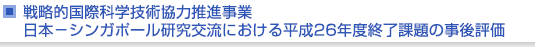 戦略的国際科学技術協力推進事業　日本−シンガポール研究交流における平成26年度終了課題の事後評価