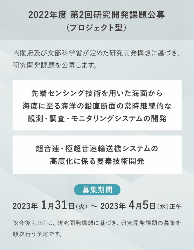 2023年度 第2回研究開発課題公募(プロジェクト型)