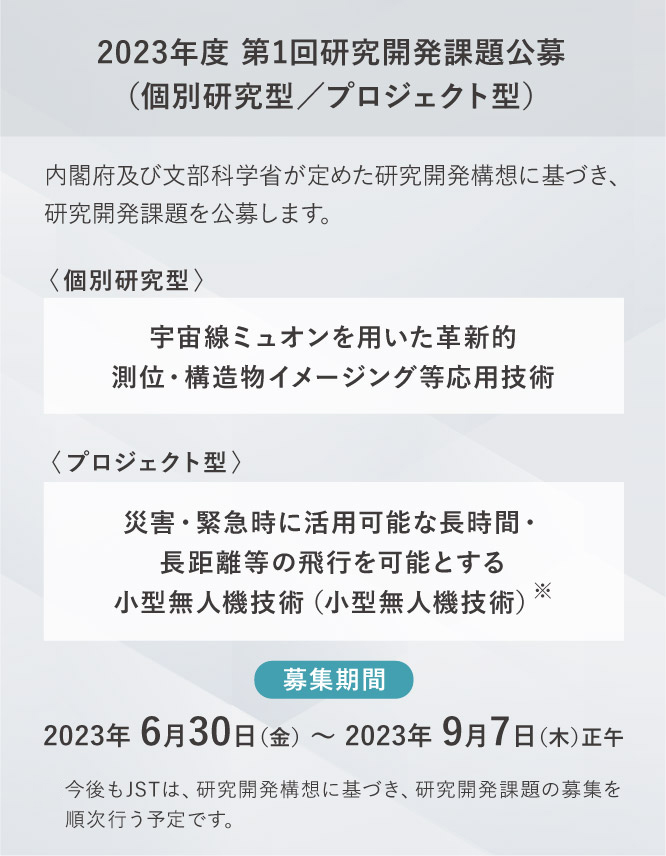 2023年度 第1回研究開発課題公募(個別研究型／プロジェクト型)