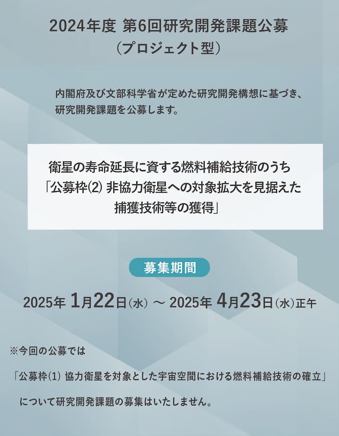 2024年度 第6回研究開発課題公募(プロジェクト型)