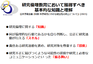 研究倫理教育において獲得すべき基本的な知識と理解