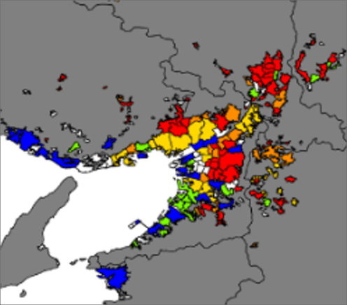 Figure 3. Map of how often sudden heavy rains occurred (left)