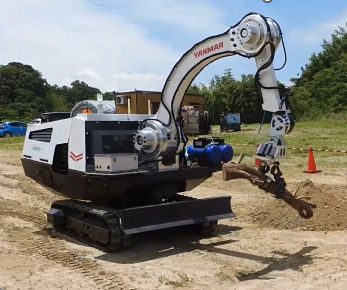 図3 精密作業が可能な建設ロボットとパワーソフトグリッパ