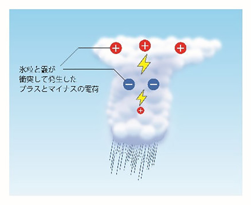 雷モデルで計算している雲内帯電のイメージ図。