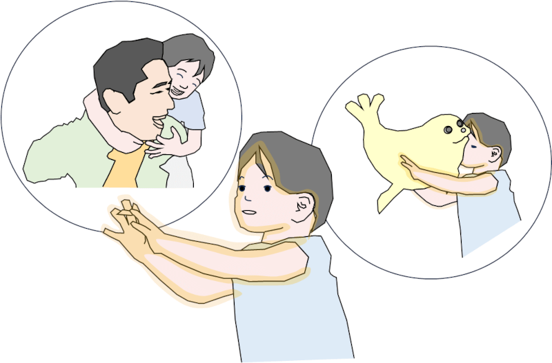 非接触の触覚刺激が子どもを励ます