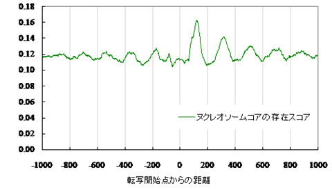 図2 ヌクレオソームコアの存在スコア