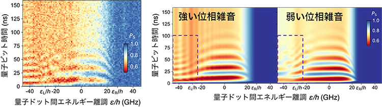 å³ï¼ãéå­ãã¤ãç¶æã³ãã¼ã¬ã³ãæ¯åã®æ¸¬å®çµæï¼å·¦ï¼ã¨æ°å¤ã·ãã¥ã¬ã¼ã·ã§ã³ï¼å³ï¼