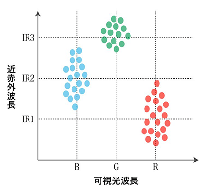 図２　可視光と近赤外線との相関