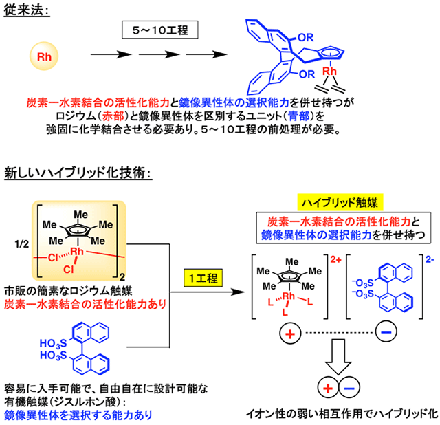 図２　簡素なロジウム触媒と有機触媒のハイブリッド化