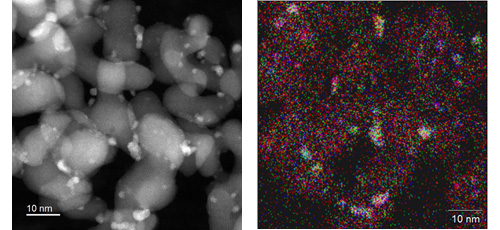 Fig. 1 STEM-EDX analysis of ternary solid-solution alloy nanoparticles.