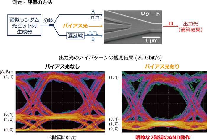 図４　シリコン細線Ψゲートによる高速光ＡＮＤ演算動作の実証