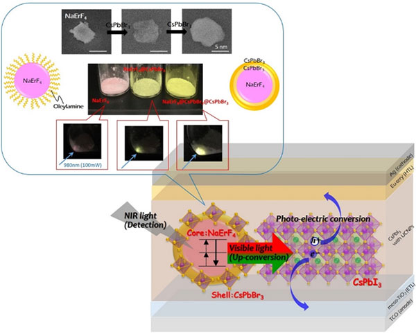 Fig.1 Up-converting NIR light detection of lead halide perovskite device