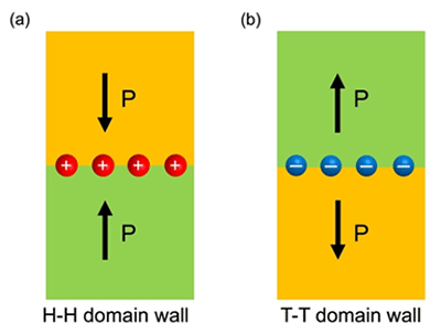 Fig.1 Schematic illustrations of ferroelectric domain walls