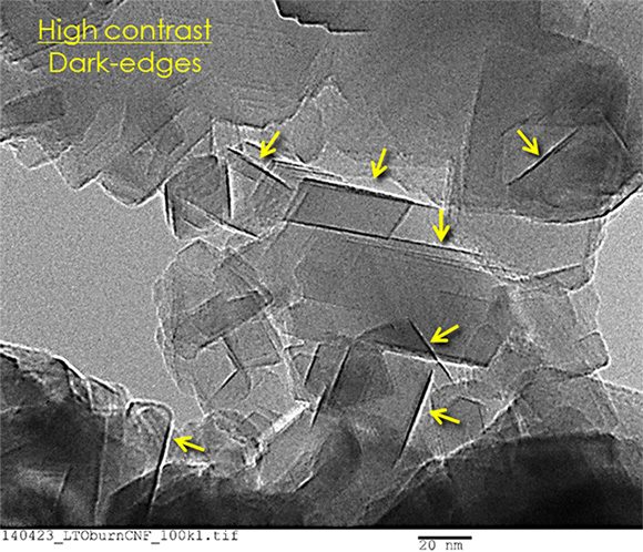 図１　ナノ結晶化チタン酸リチウム材料のＴＥＭ写真
