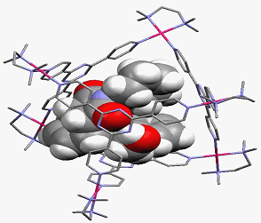 図２　かご状化合物内で初めて合成された化合物（結晶構造）