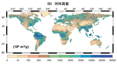 (B)河川流量(106m3/年)