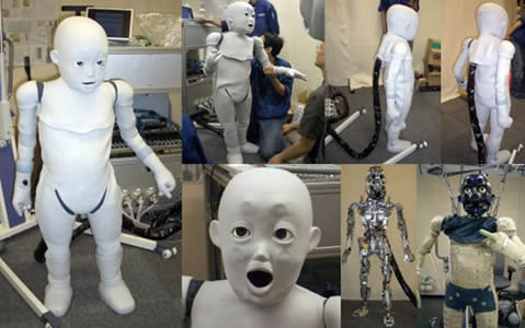 （写真）開発したロボット「Child-robot with Biomimetic Body (CB2)」