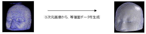 さらに、３次元画像から等値面（ポリゴンメッシュ）データを生成する