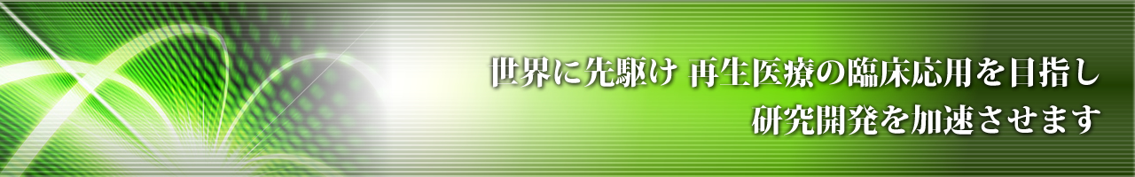 世界に先駆け 再生医療の臨床応用を目指し研究開発を加速させます